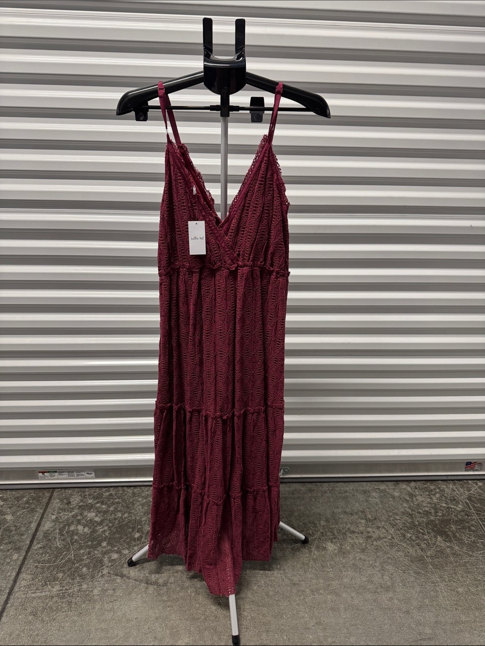 Sleeveless Tiered Maxi Dress in Deep Burgundy with V-Neck